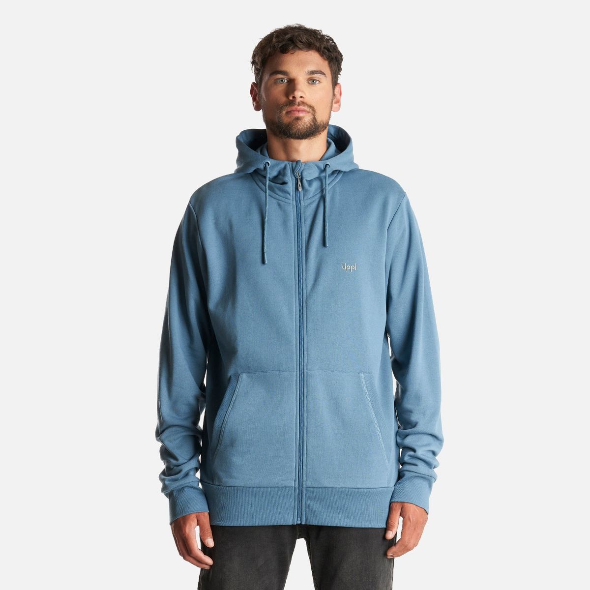LIPPI - Poleron Hombre Ulmo Full Zip Hoody Sweatshirt Azul Piedra Lippi