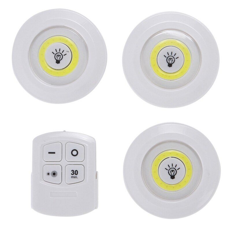 GENERICO - Set 3 Luz Led Inalambricas Control Remoto Timer Dimer