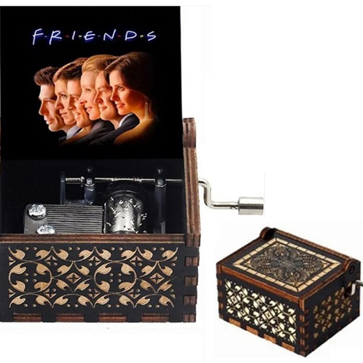 GENERICO - FRIENDS Caja Musical de madera con manivela