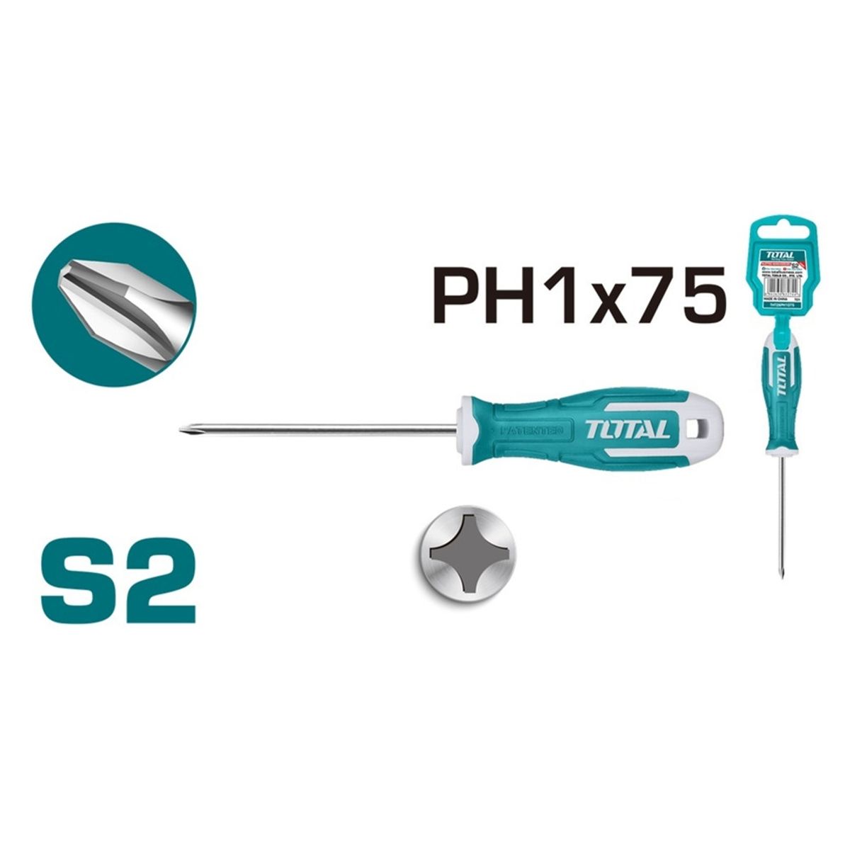 TOTAL TOOLS - Destornillador Cruz S2 Ph1 75mm Total Tht26ph1075