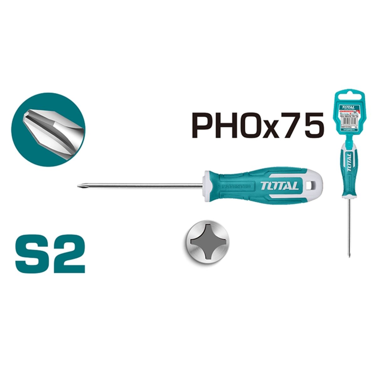 TOTAL TOOLS - Destornillador Cruz S2 Ph0 75mm Total Tht26ph0075