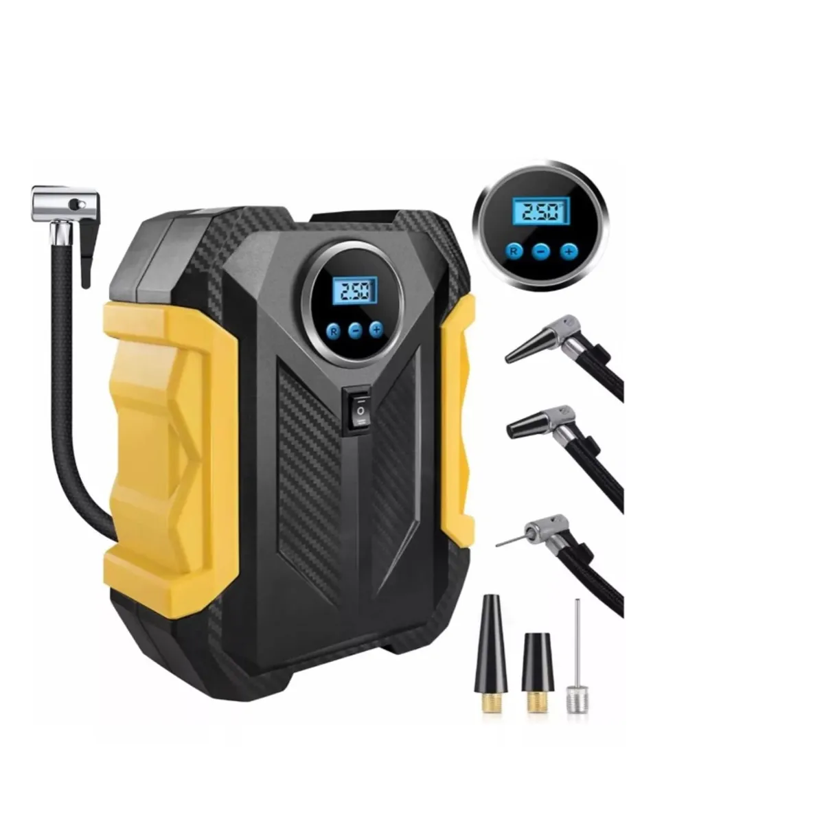 GENERICO - Compresor Aire Portatil Alta Potencia Luz Led Pantalla Lcd