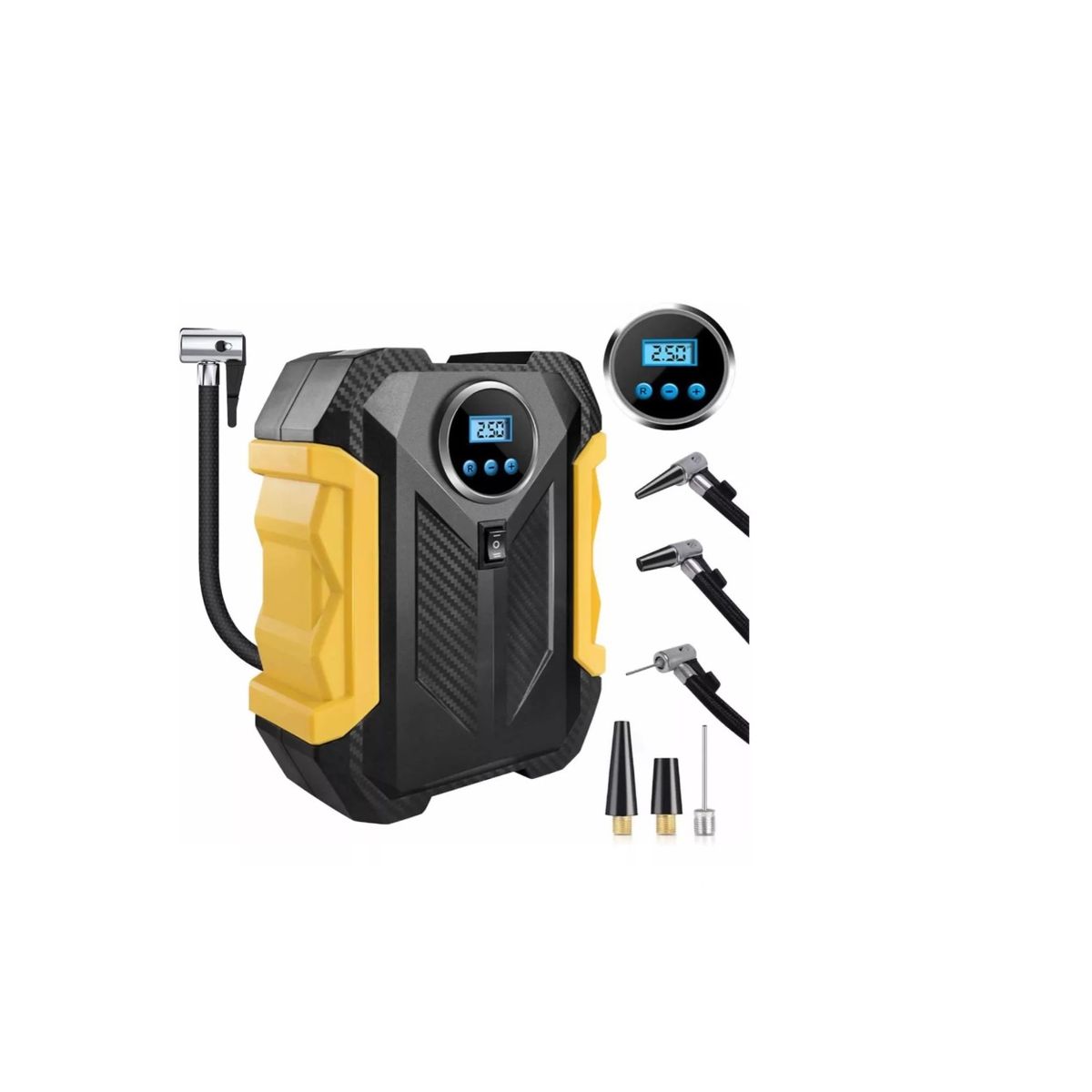 GENERICO - Compresor Aire Portatil Alta Potencia Luz Led Pantalla Lcd