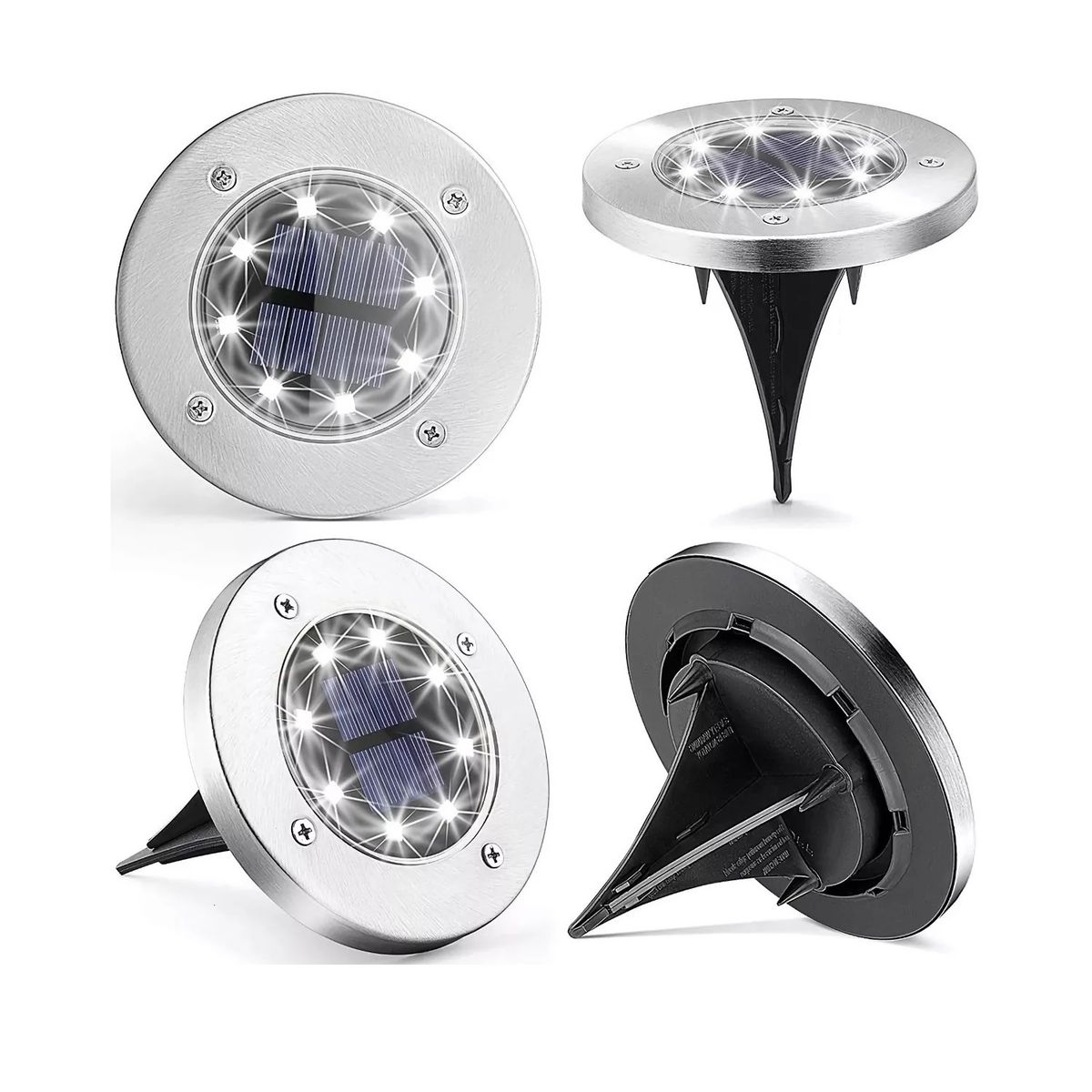 GENERICO - Pack X4 Luz Led Solar Con Estaca Exterior Jardin 8 Led