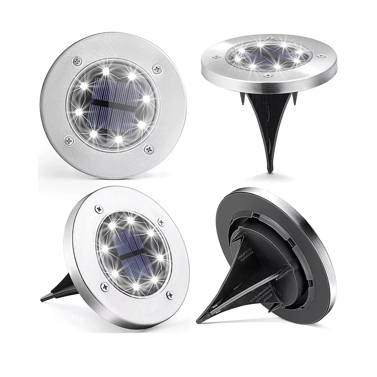 GENERICO - Pack X4 Luz Led Solar Con Estaca Exterior Jardin 8 Led