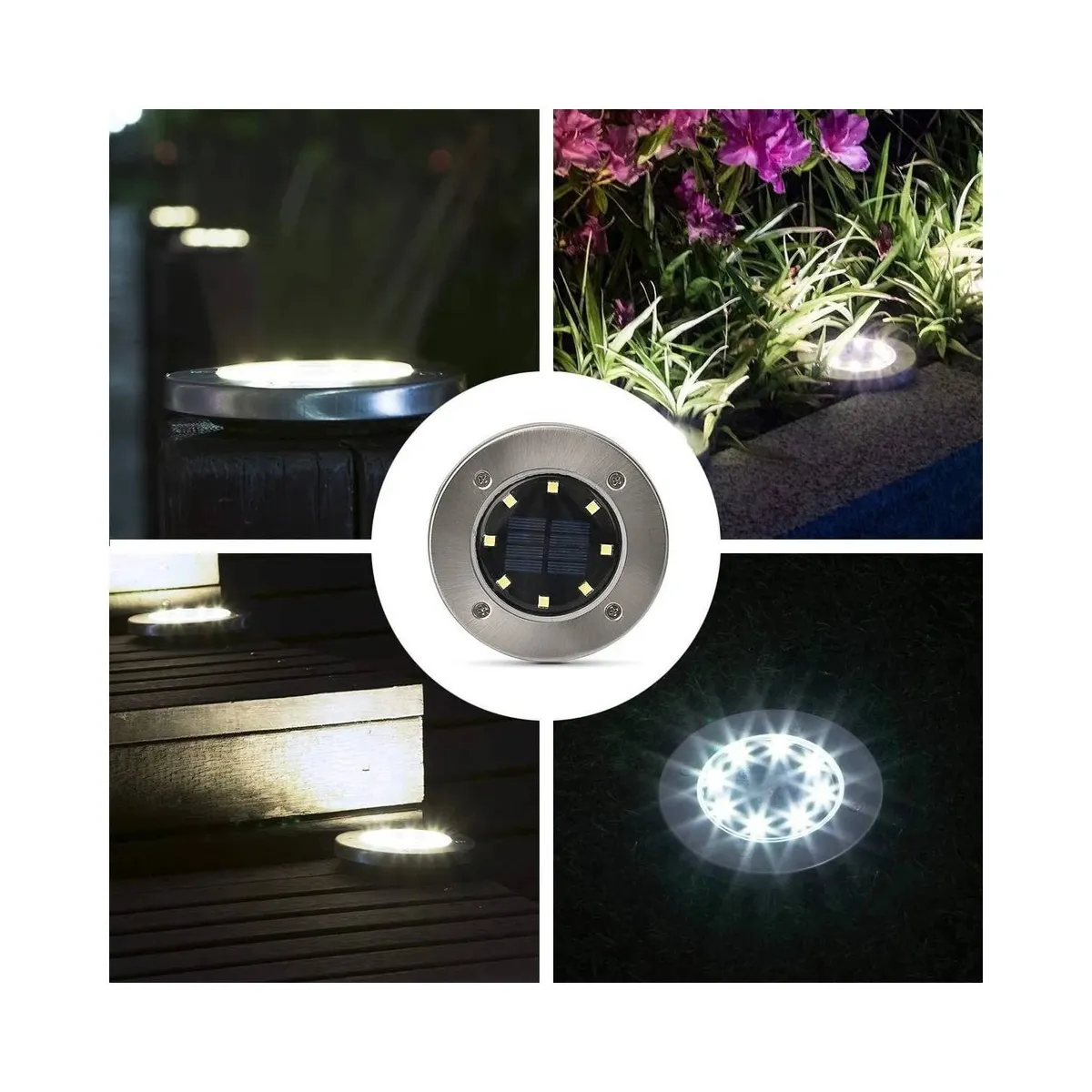 GENERICO - Pack X4 Luz Led Solar Con Estaca Exterior Jardin 8 Led