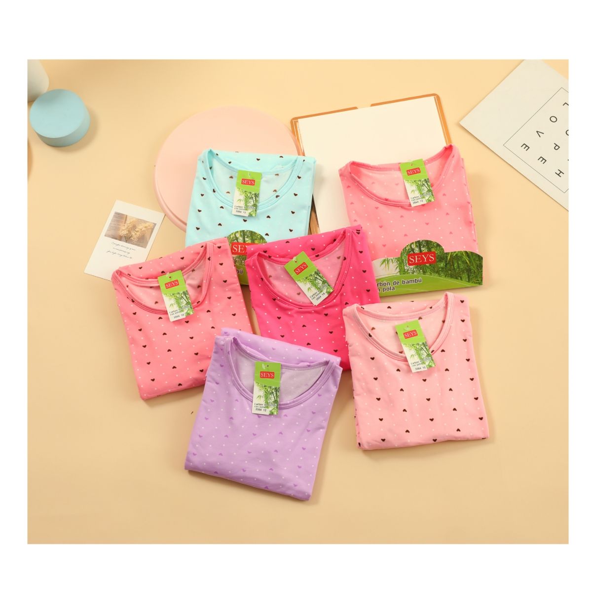 SEYS - POLERA CAMISETA NIÑA MANGA LARGA CARBONO BAMBÚ POLAR TERMICA  PACK 3