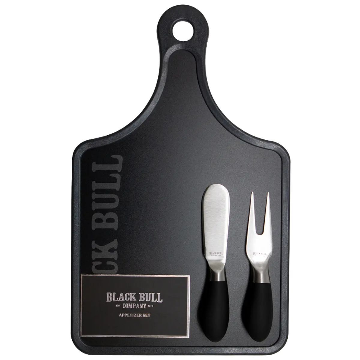BLACK BULL - Set de Aperitivos Black Bull con Cuchillo y Tenedor - Negro