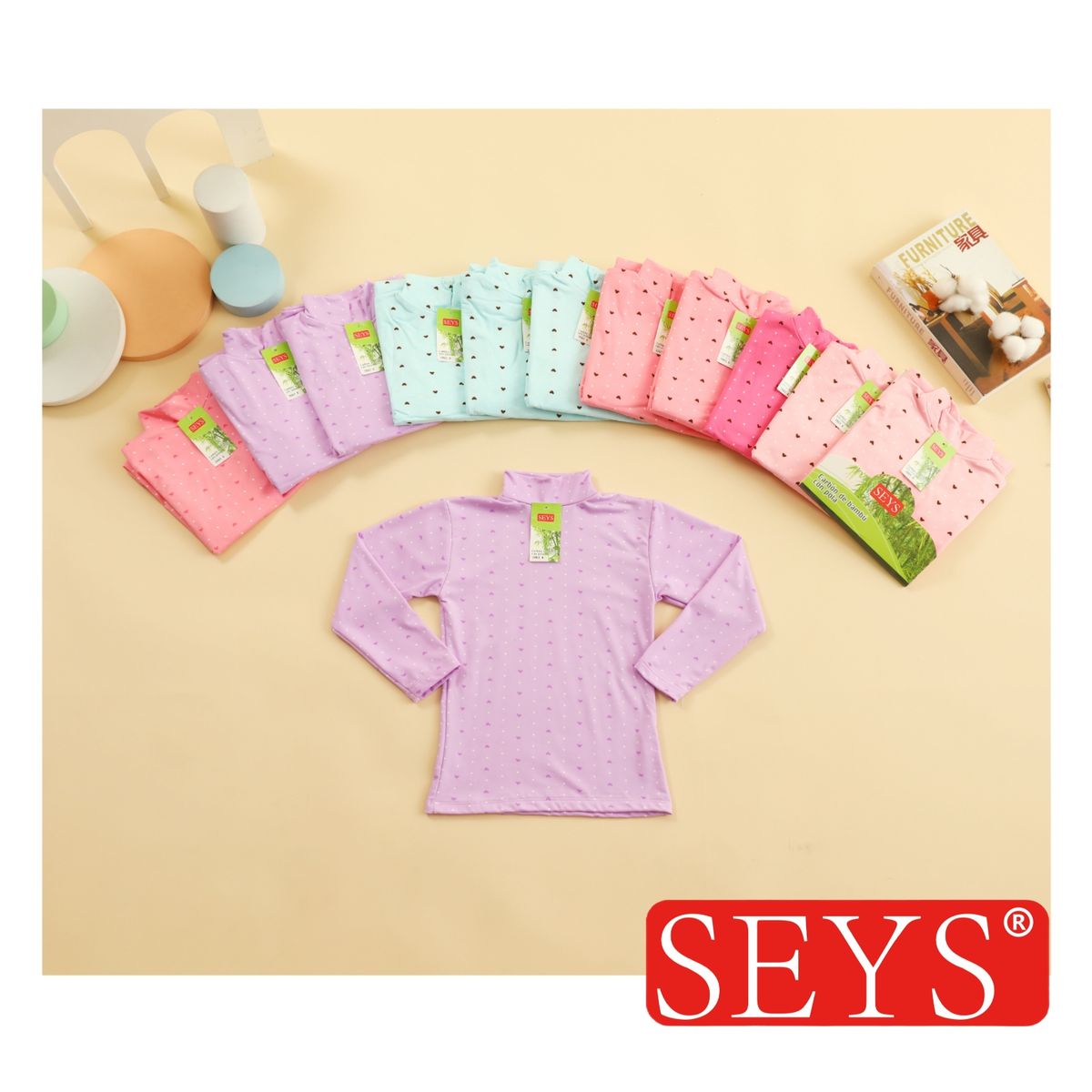 SEYS - POLERA BEATLE NIÑA MANGA LARGA CARBONO BAMBÚ POLAR TERMICA  PACK 3