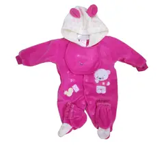 AGW - Set Osito Enterito Babero Mitones Bebe Niña Polar