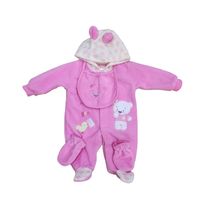 Set Osito Enterito Babero Mitones Bebe Niña Polar