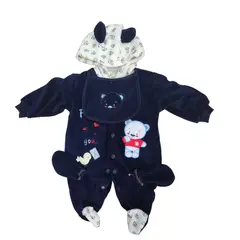 AGW - Set Osito Enterito Babero Mitones Bebe Niño Polar
