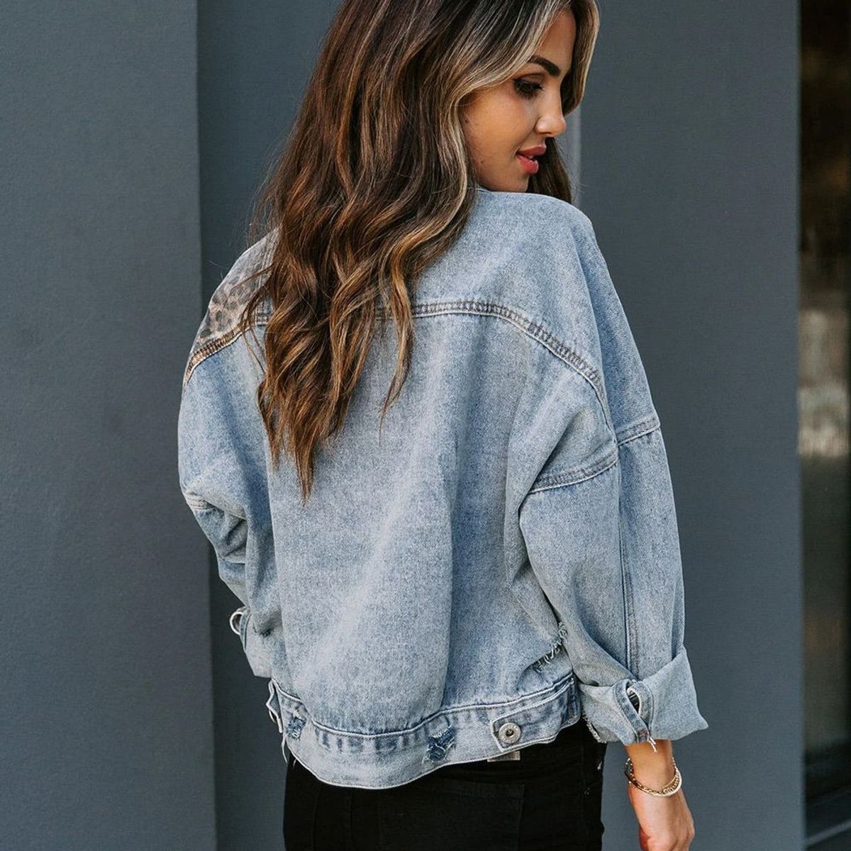 BONVERANO - Chaqueta Denim  Mujer de leopardo.