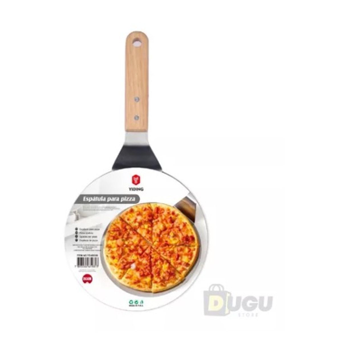 GENERICO - Pala Redonda Para Pizza Acero Inoxidable Con Mango De Madera