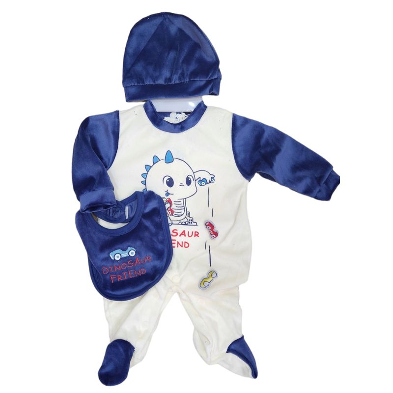AGW - Set Osito Enterito Babero Gorrito Bebe Niño Plush