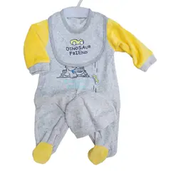 AGW - Set Osito Enterito Babero Gorrito Bebe Niño Plush