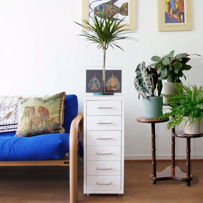 MOBITAT - Cajonera blanca 6 cajones con ruedas Mobitat