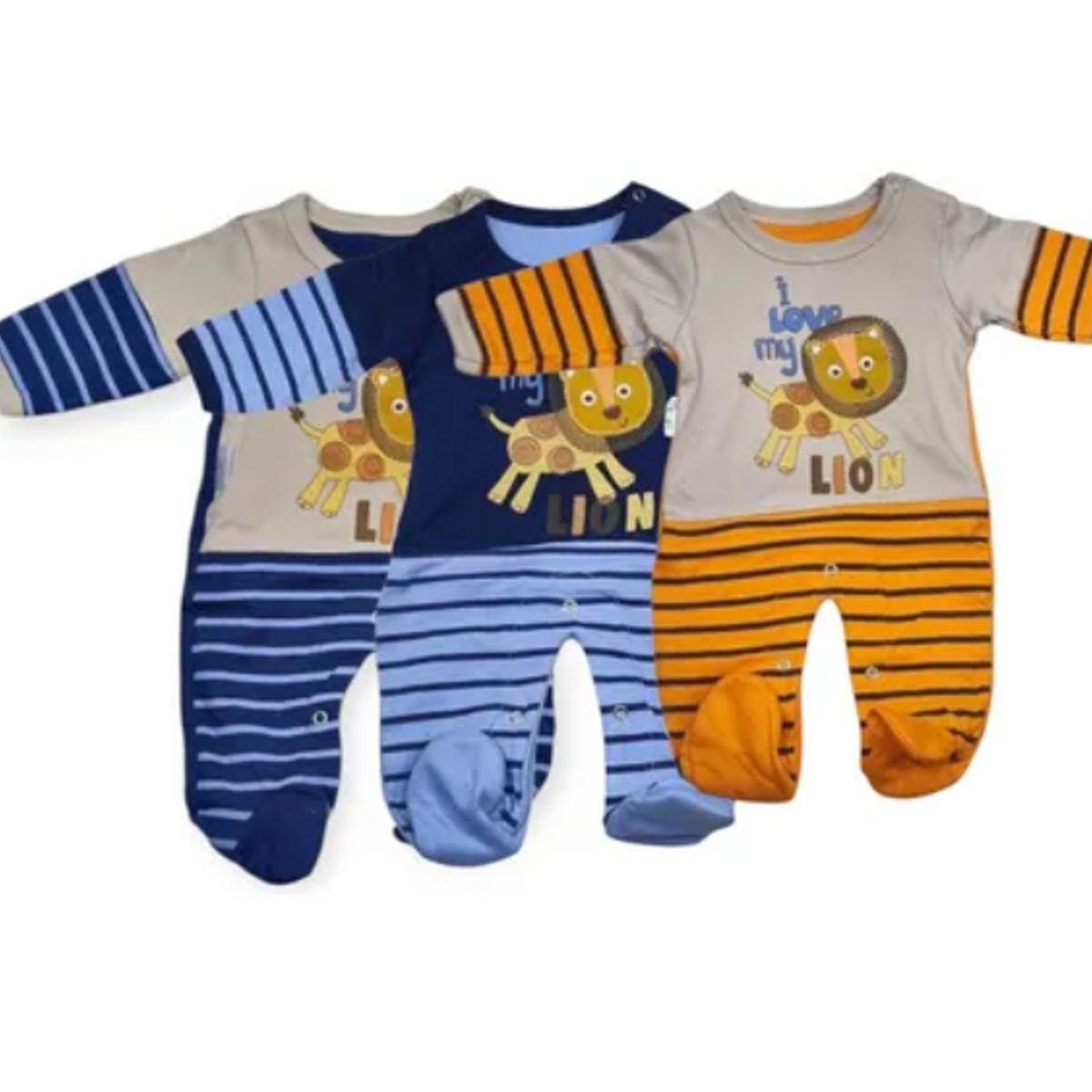 AGW - Pack 3 Ositos Enterito Rayas Bebe Niño Algodon