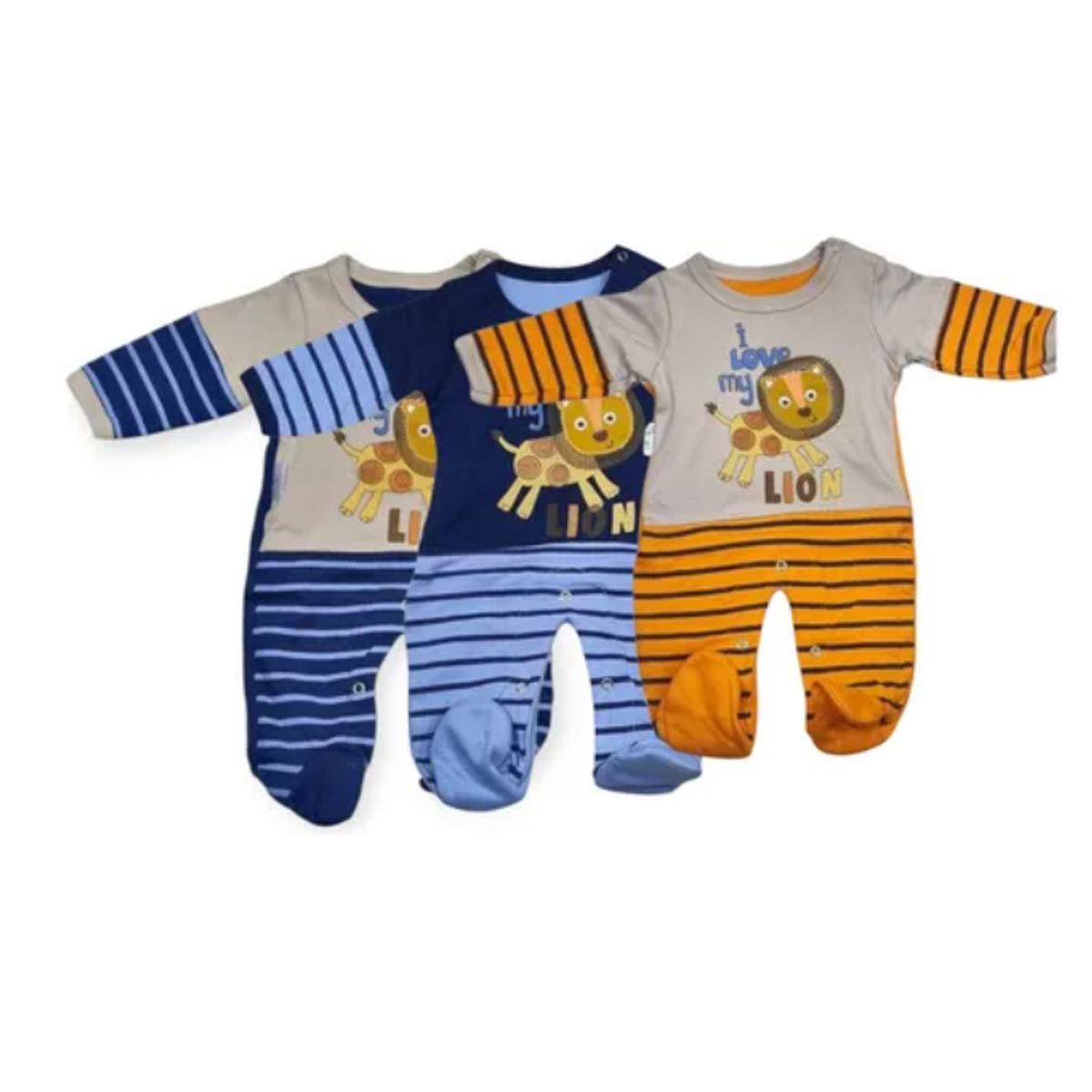 AGW - Pack 3 Ositos Enterito Rayas Bebe Niño Algodon