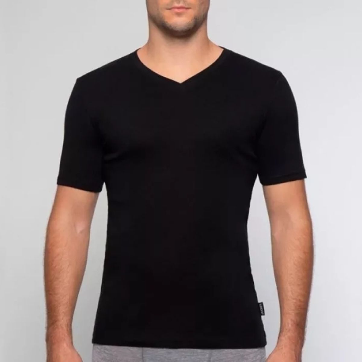 LADY GENNY - Camiseta Manga Corta Algodón Rib Cuello V Jockey