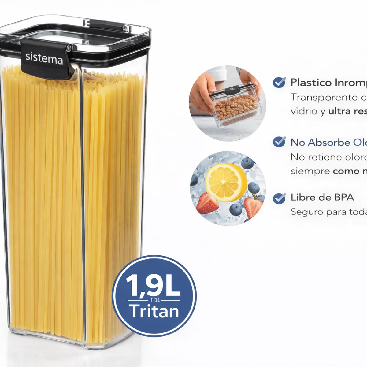 SISTEMA - Contenedor Hermetico Sistema Ultra de 1,9 Lts.- Fabricado en Nueva Zelandia