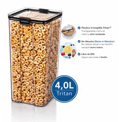 SISTEMA - Contenedor Hermético 4,0 L Tritan Ultra Resistente - Gran Capacidad para Despensa - No Absorbe Olores - Plastics