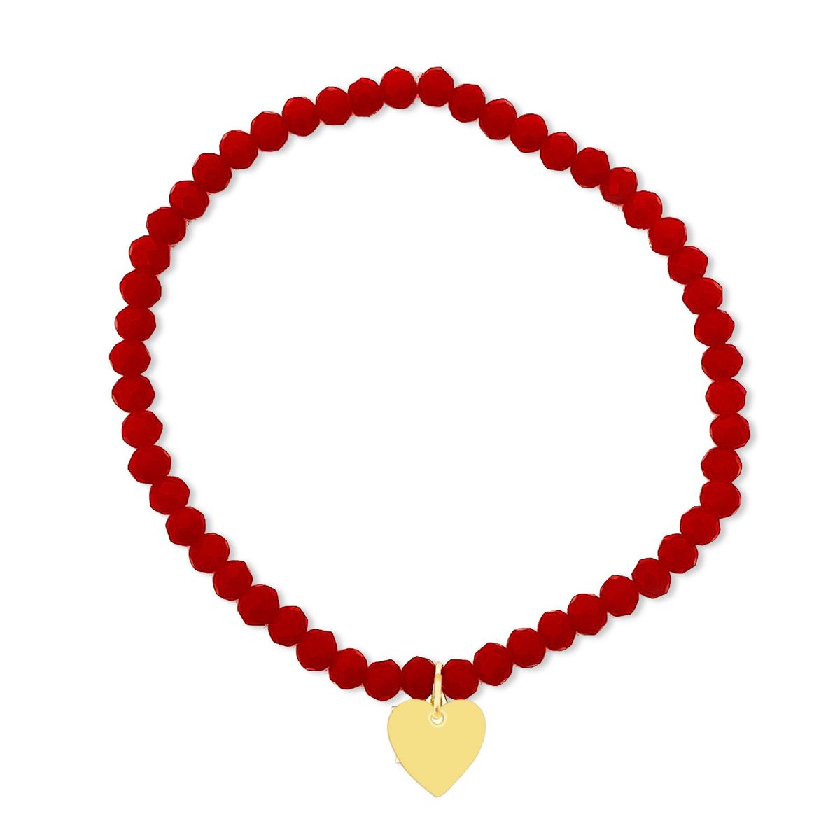 COGGIOLA - Pulsera Elásticada Cristales Rojo Corazón Enchapado Oro 18K