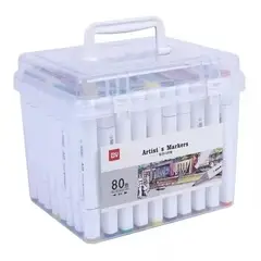 GENERICO - Set Rotuladores Marcadores Plumones Doble Punta 80 Colores