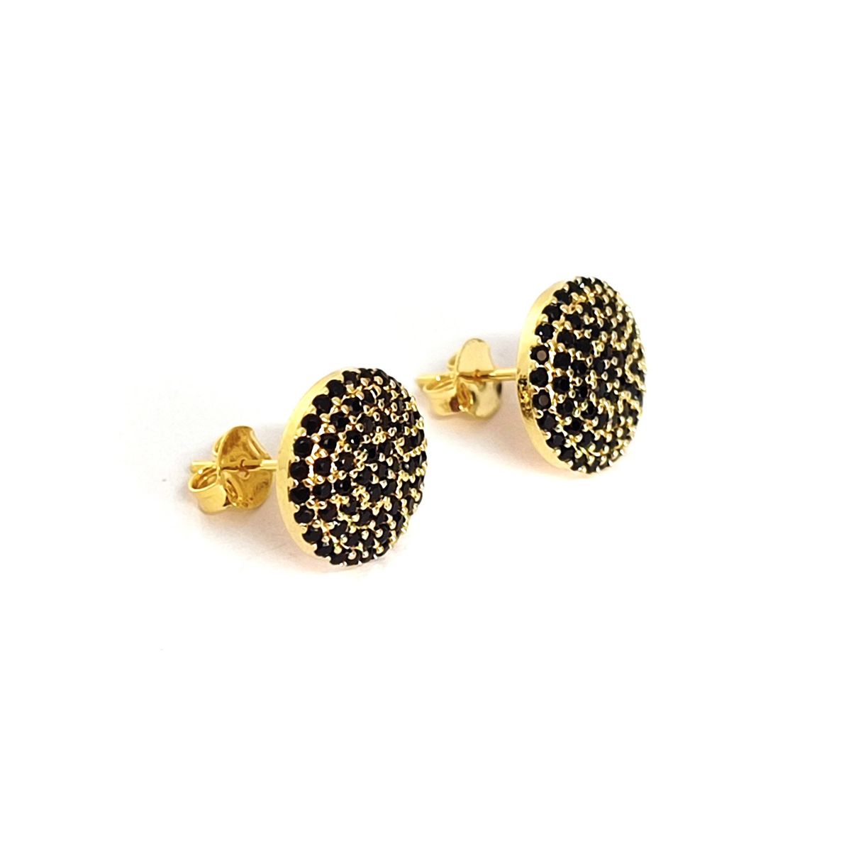 COGGIOLA - Aros Salma Circón Negro Enchapado Oro 18K