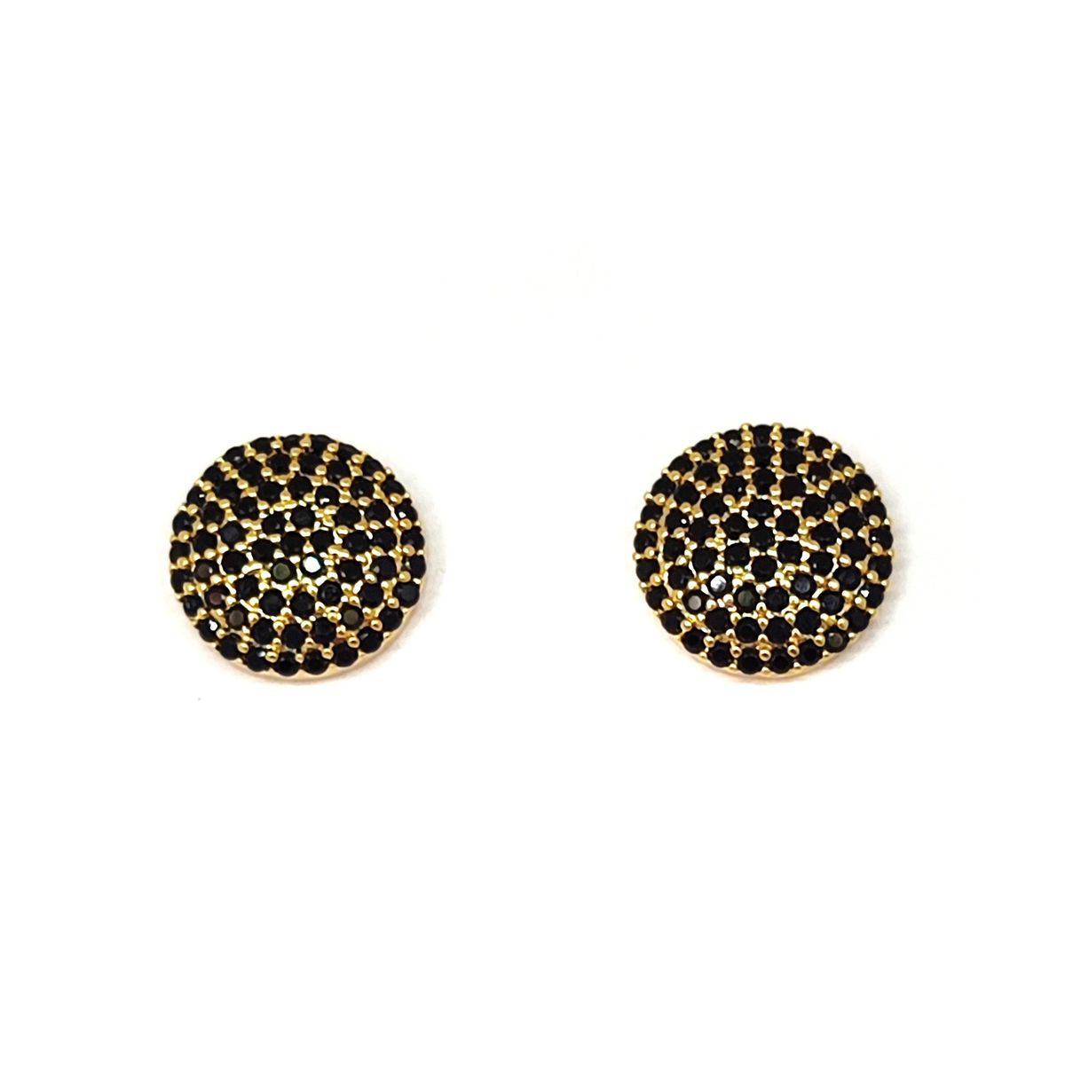 COGGIOLA - Aros Salma Circón Negro Enchapado Oro 18K