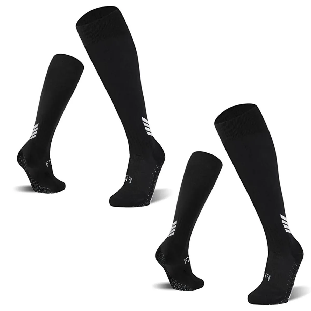 FITNICS - Medias De Futbol Deportivas Antideslizantes Fitnics 2 Pares - Negro
