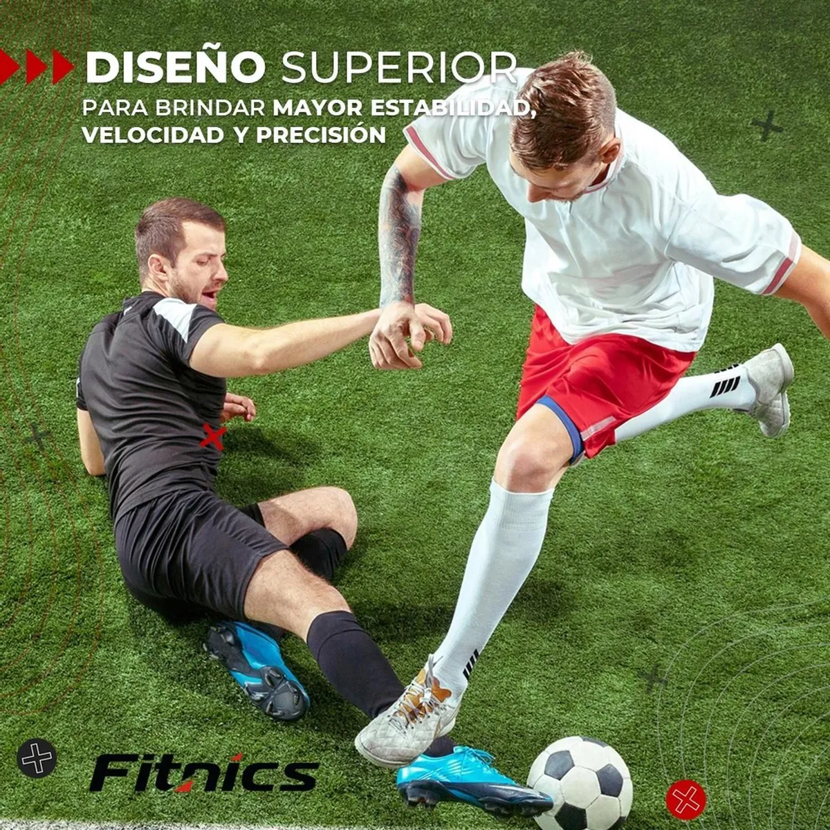 FITNICS - Medias De Futbol Deportivas Antideslizantes Fitnics 2 Pares - Negro
