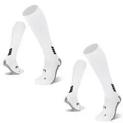 FITNICS - Medias De Futbol Deportivas Antideslizantes 2 Pares - Blanco