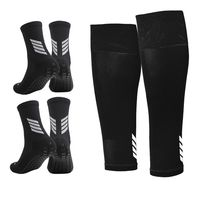 Medias Calcetas Futbol Antideslizante Set 2 + Pantorrillera - Rojo