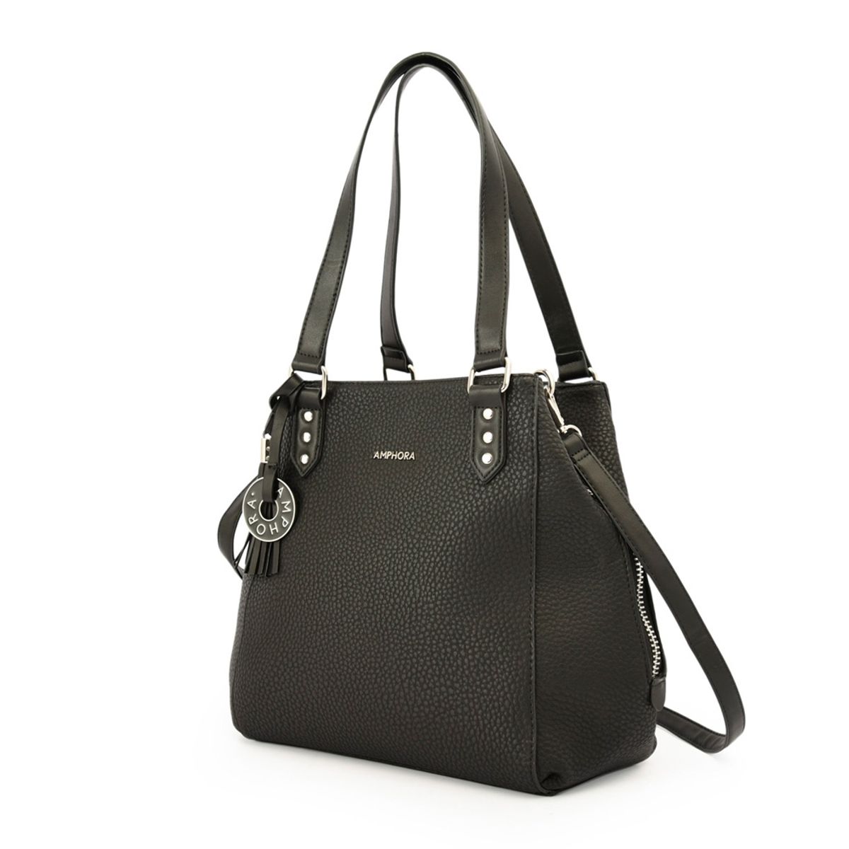 AMPHORA - Maru cartera dos asas tres divisiones negro