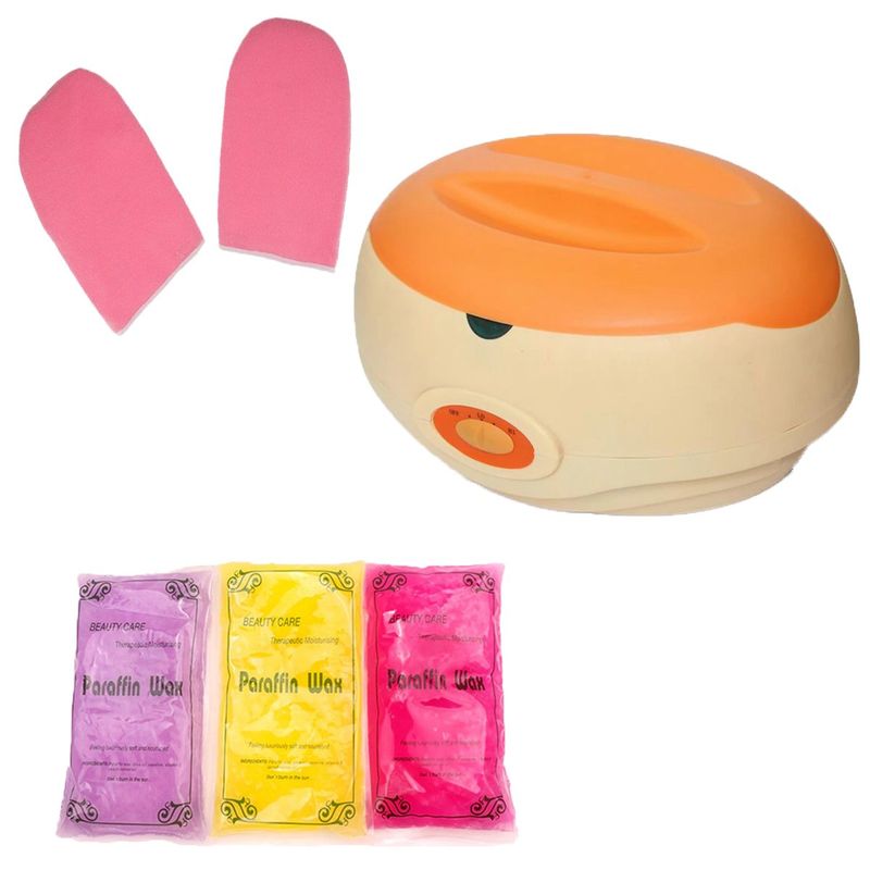 GENERICO - Kit Parafinero Naranjo para Manicure y Pedicure  + 3 Parafin + guantes