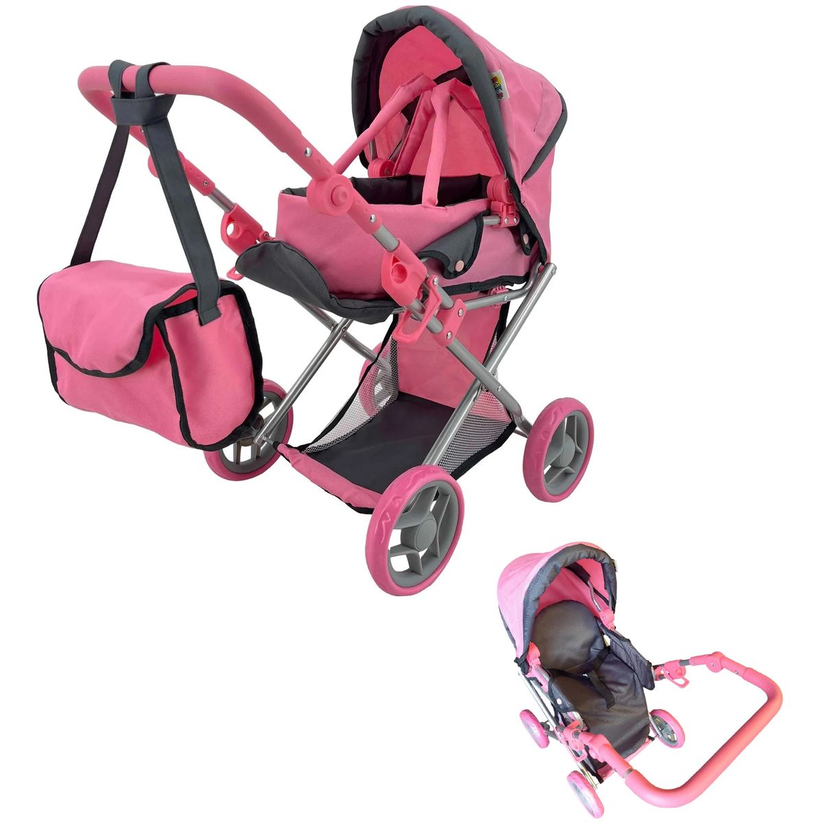 BESTOYS - Coche Muñeca Cuna Travel Y Bolso Bestoys Rosa