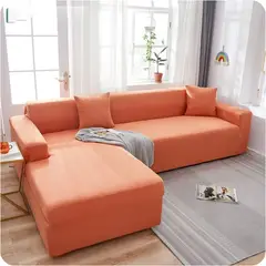 GENERICO - FUNDA CUBRE SILLON SECCIONAL TIPO L, NARANJA ELASTICADA AJUSTABLE,