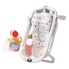 LUBABYCAS - Bañera Plegable Con Cojín Y Más Accesorios Rosada