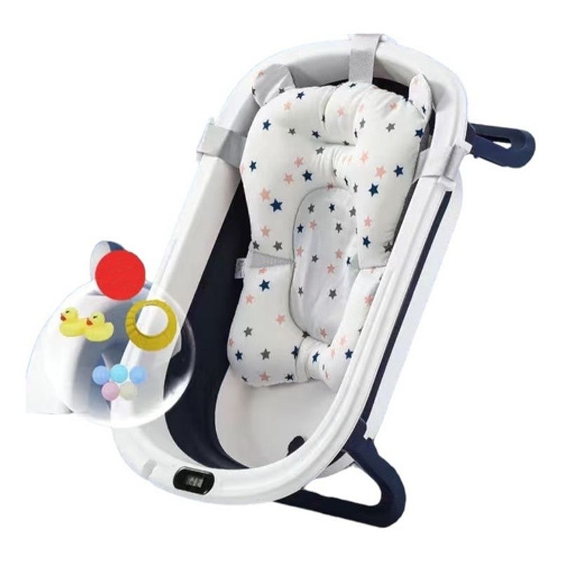 LUBABYCAS - Bañera Plegable Con Cojín Y Más Accesorios Azul Lubabycas