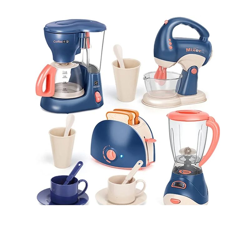 GENERICO - Set 4 en 1 batidor licuadora tostador y cafetera de juguete