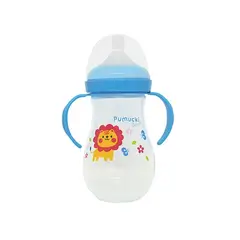 PUMUCKI - Mamadera Premium Boca Ancha Celeste 10 Oz Celeste Niño