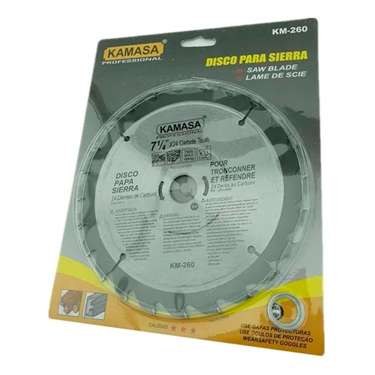 KAMASA - Disco De Sierra Circular 7 1/4 Pulgadas 24 Dientes Kamasa