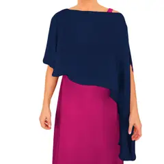 MARIA PASKARO - Tapado Capa Multiforma Catania Azul Marino Gasa - Azul Francia