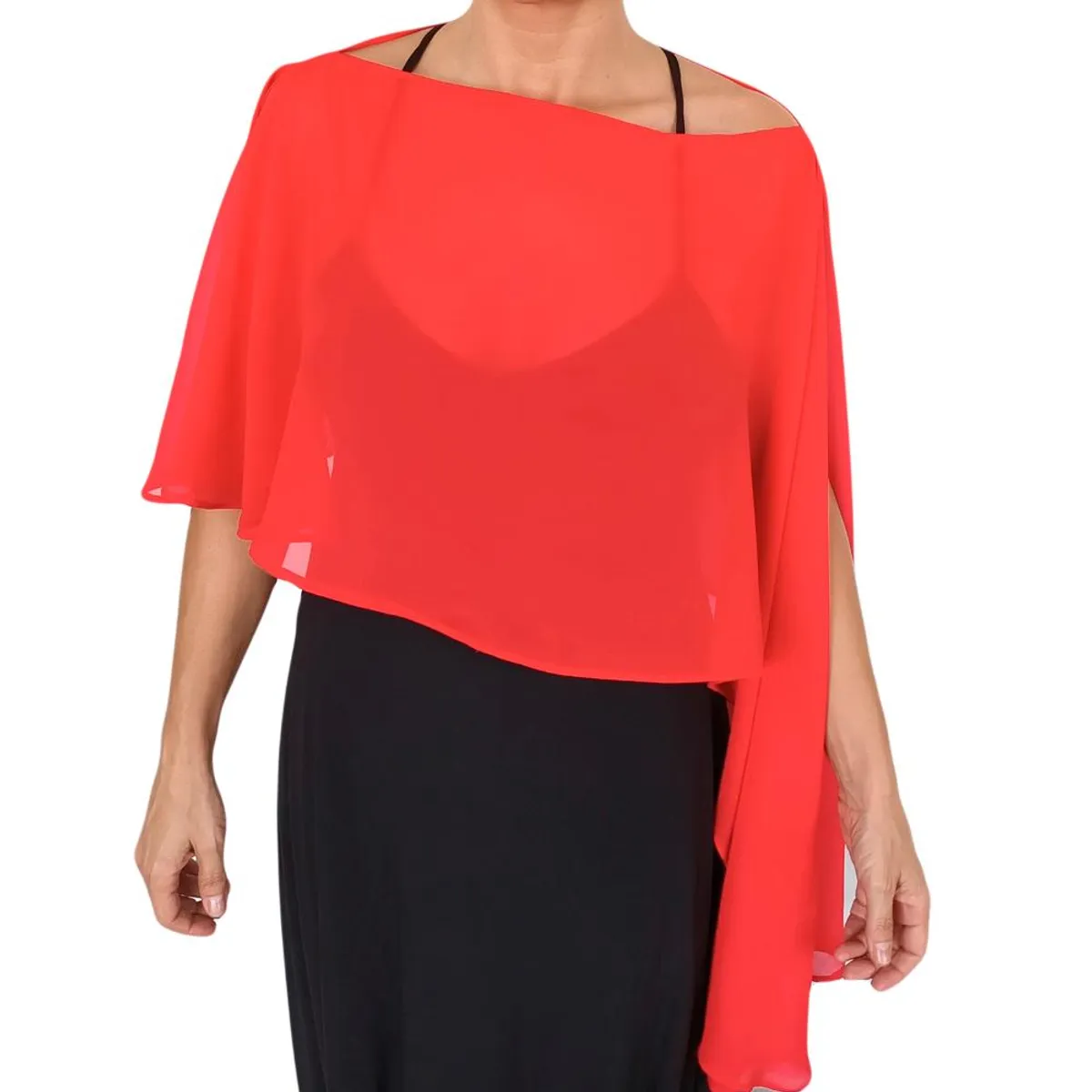 MARIA PASKARO - Tapado Capa Multiforma Catania Rojo Furioso Gasa Maria Paskaro MARIA PASKARO