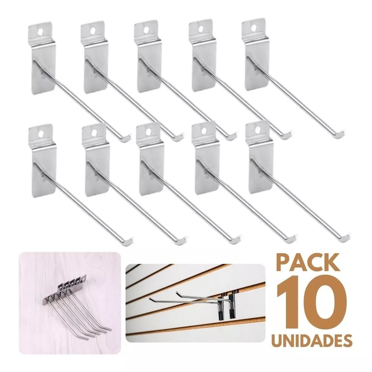 KUANGYE - Pack 10 Ganchos Gancheras Panel Ranurado 20 Cm Exhibidor