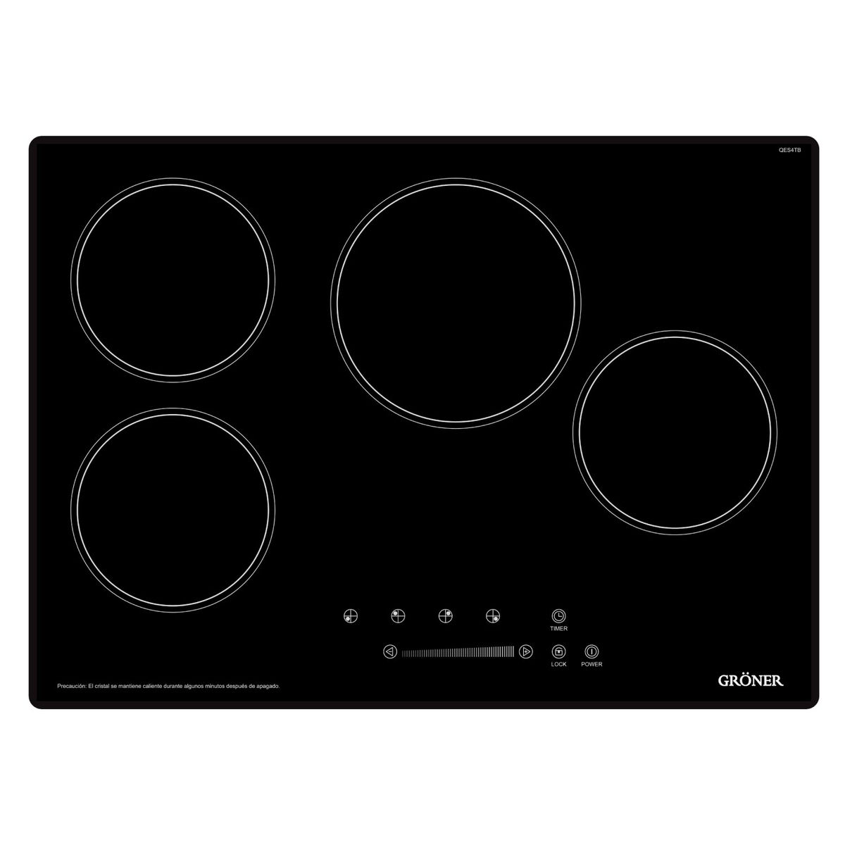 GRONER - Encimera Vitrocerámica Gröner Touch Black 4Q