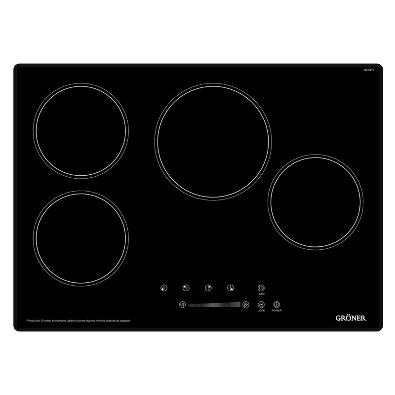 GRONER - Encimera Vitrocerámica Gröner Touch Black 4Q
