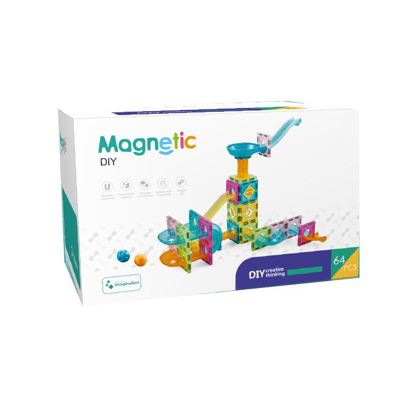MAGNETICS - Bloques Magnéticos con Toboganes 64 Piezas