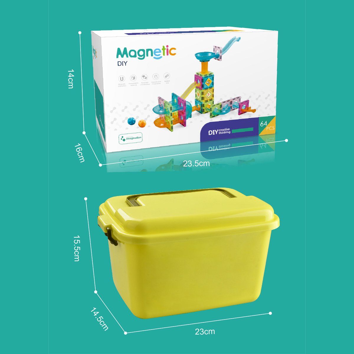 MAGNETICS - Bloques Magnéticos con Toboganes 64 Piezas